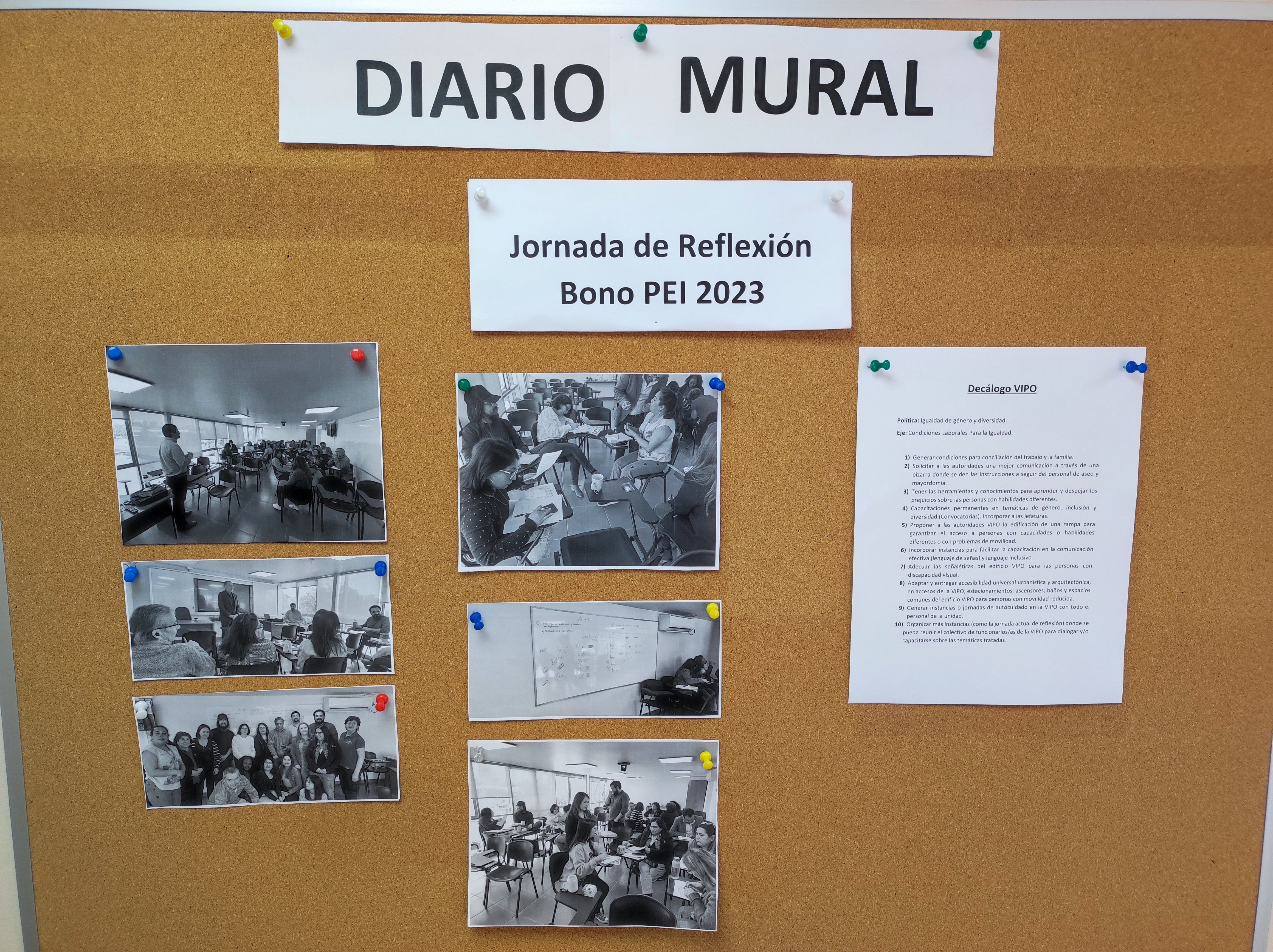 Diario Mural con fotografías y Decálogo VIPO